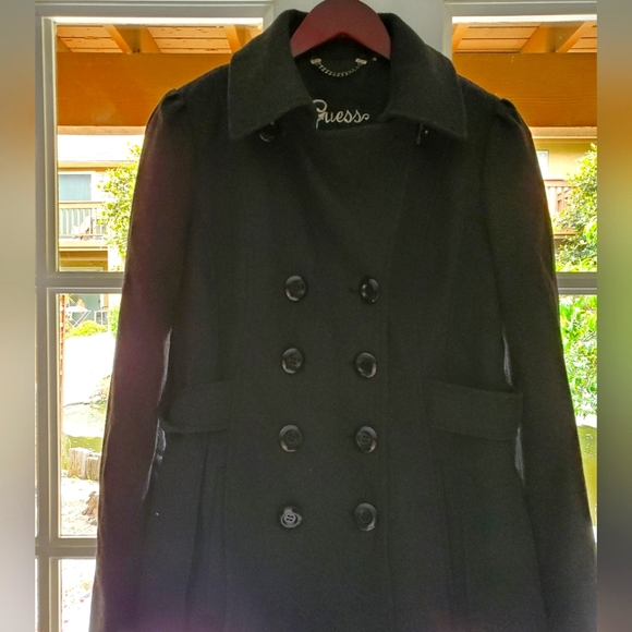 Guess- Wool Blend Pea Coat in Gray - Picture 4 of 8